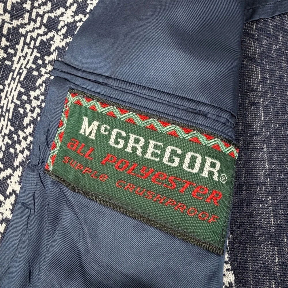 McGregor Blazer Mens Blue White Geometric Crushproof Polyester Blazer 38R